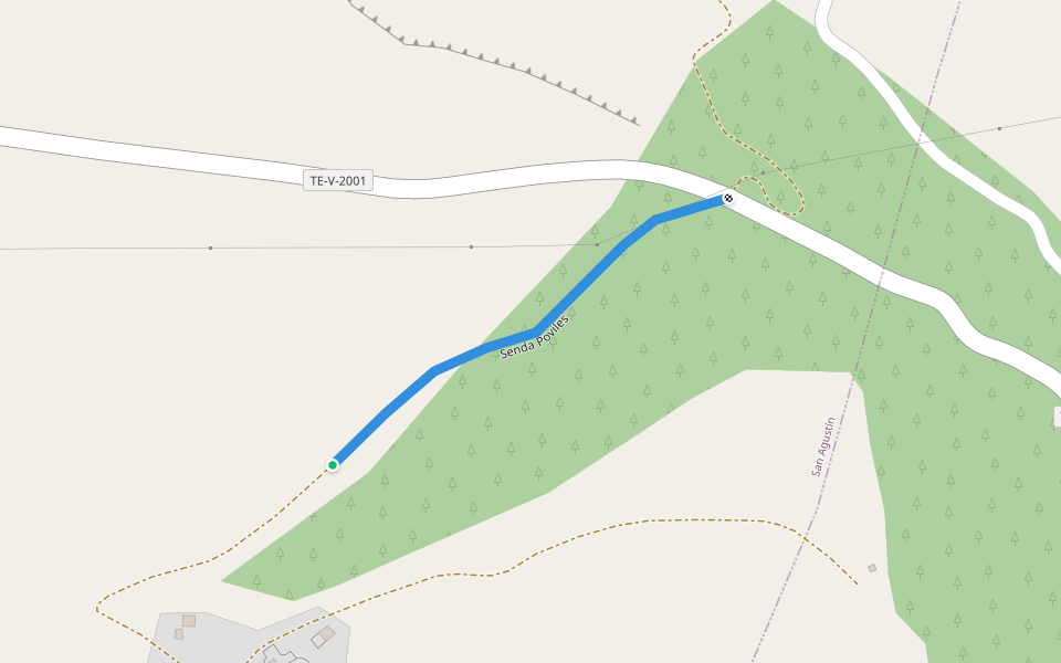 Senda Poviles walking route map in San Agustín