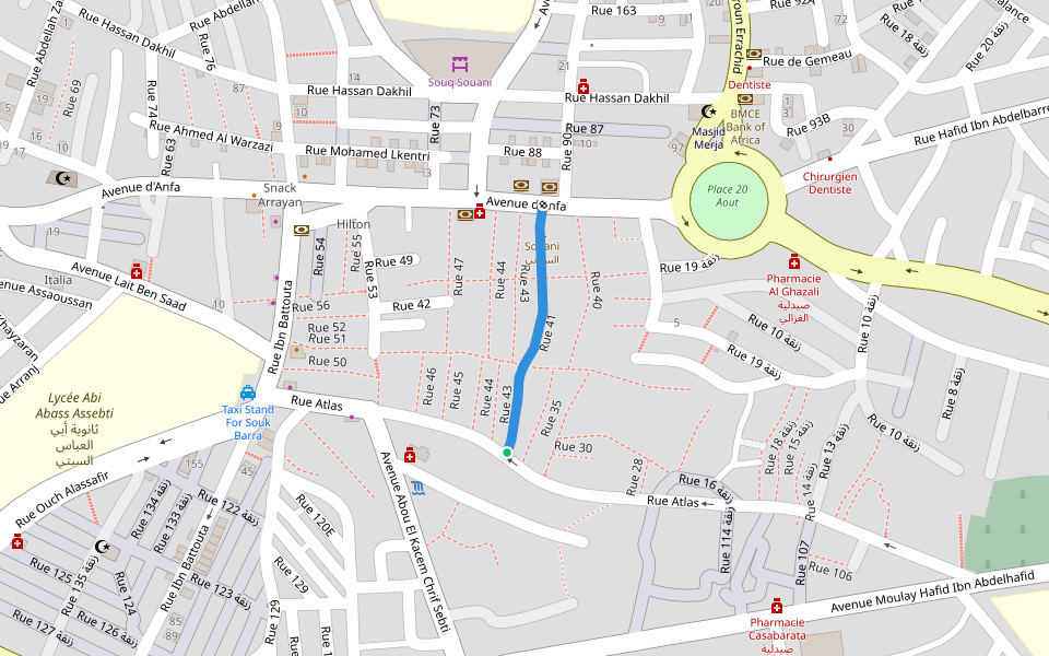 Rue 41 walking route map in Tétouan