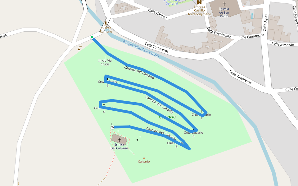 Camino del Calvario walking route map in Torredonjimeno