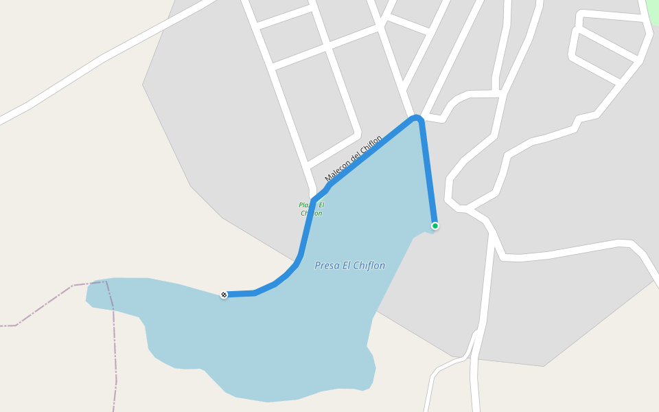 Malecon del Chiflon walking route map in La Manzanilla de la Paz