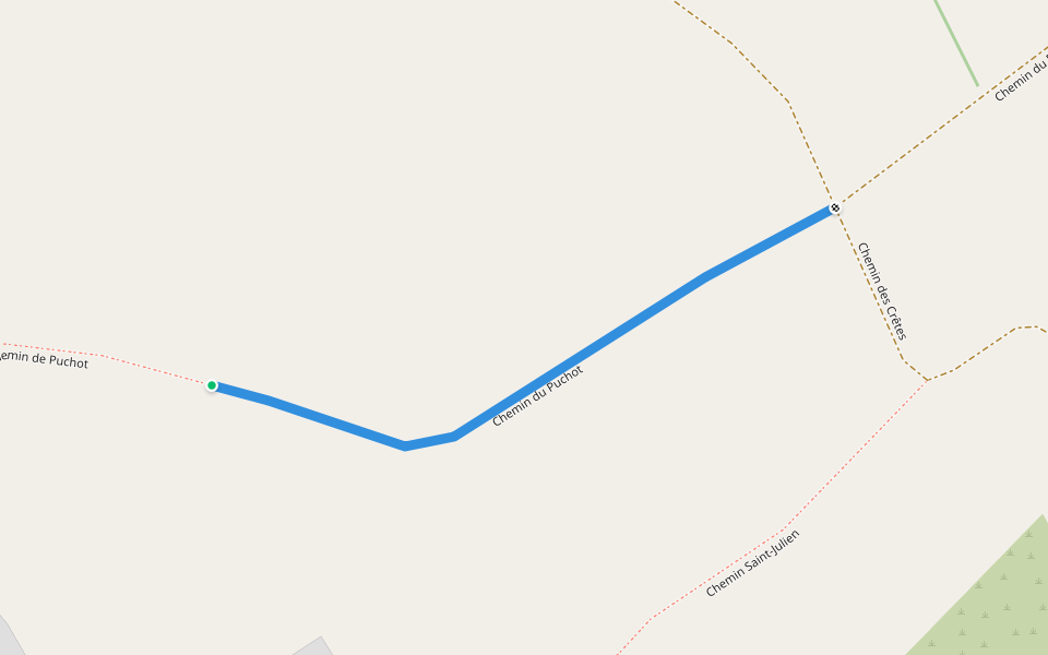 Chemin du Puchot walking route map in Argences