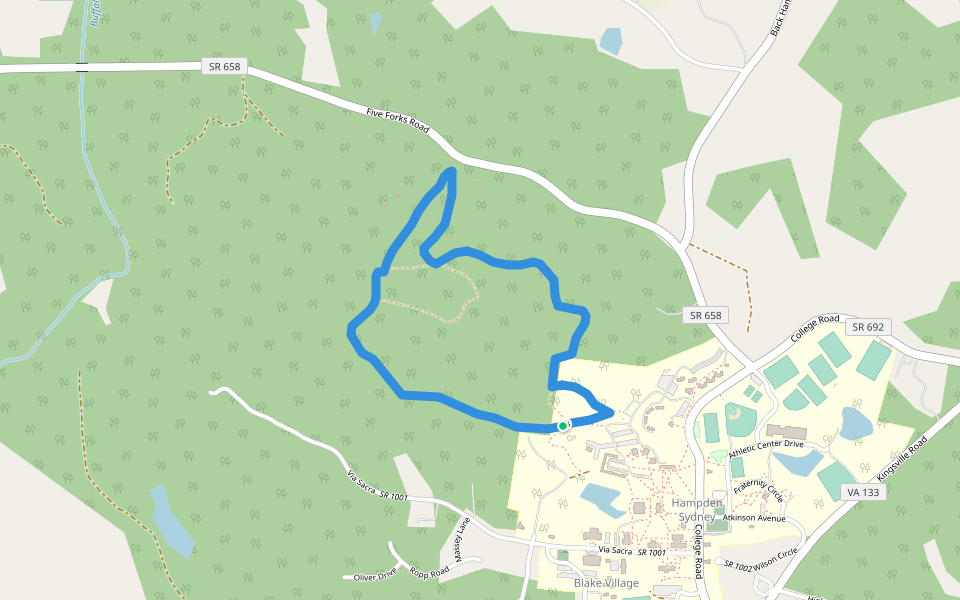 Wilson Trail walking route map in Hampden Sydney