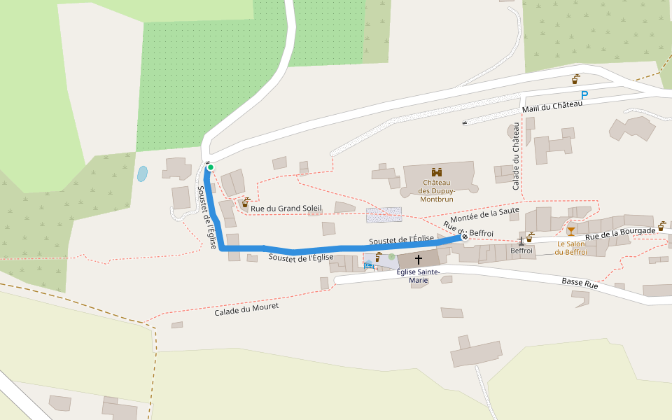 Calade de l'Église walking route map in Montbrun-les-Bains