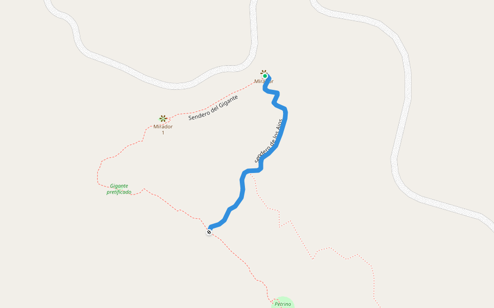 Sendero de los Ajos walking route map in Puesto Puyango