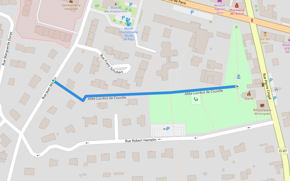 Allée Lucrèce de Couville walking route map in Moult-Chicheboville
