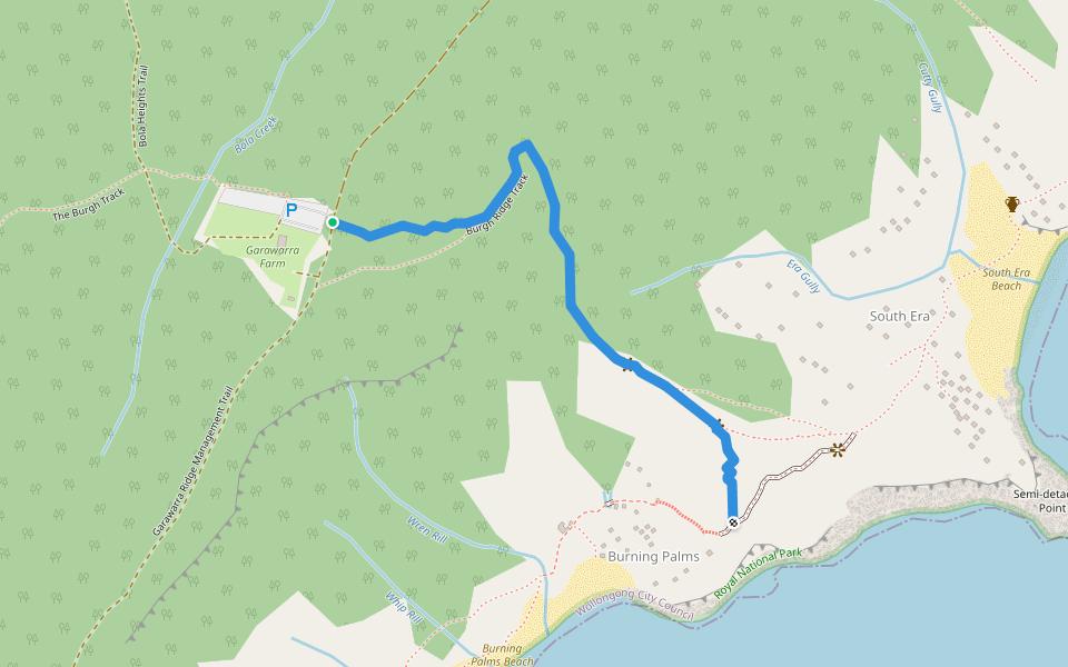 Burgh Ridge Track walking route map in Lilyvale
