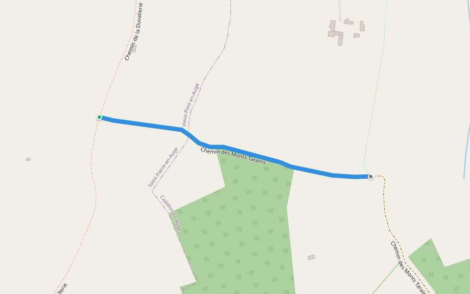 Chemin des Monts Tarains walking route map in Saint-Pierre-en-Auge