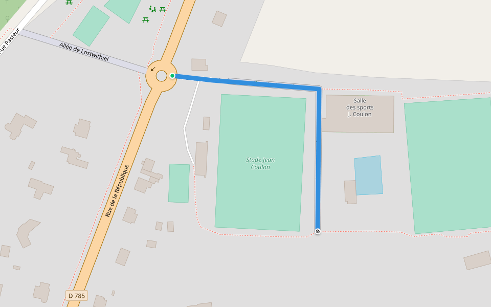 Chemin du Stade walking route map in Pleyber-Christ