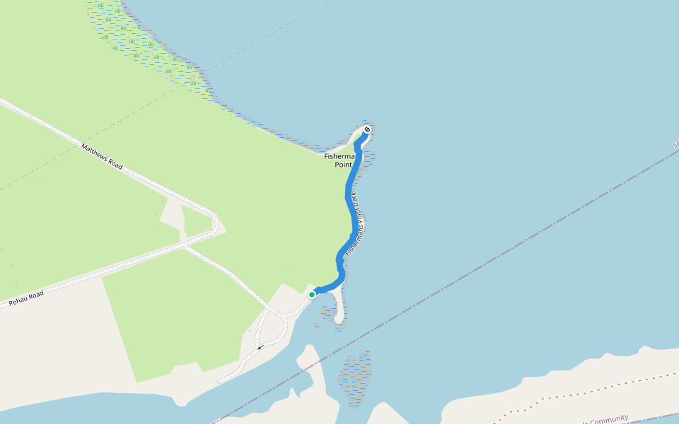 Fishermans Point track walking route map in Southbridge