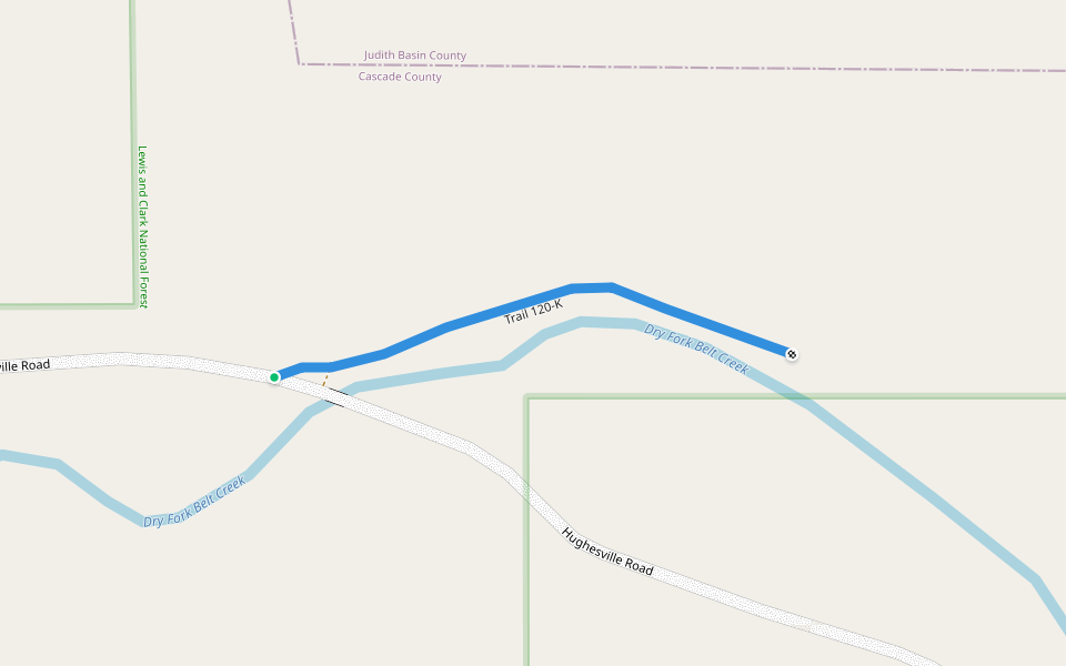 Trail 120-K walking route map in Raynesford