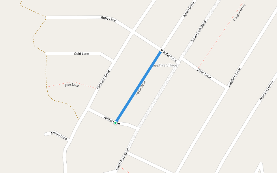 Agate Drive walking route map in Hobson