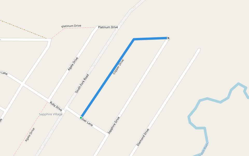 Copper Drive walking route map in Hobson