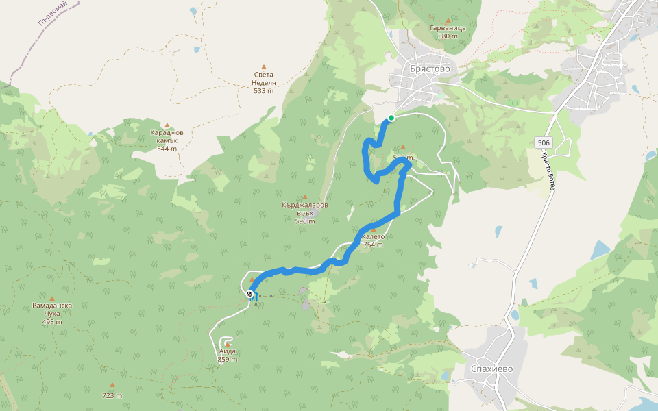 Брястово - х. Аида walking route map in Dolno Cherkovishte