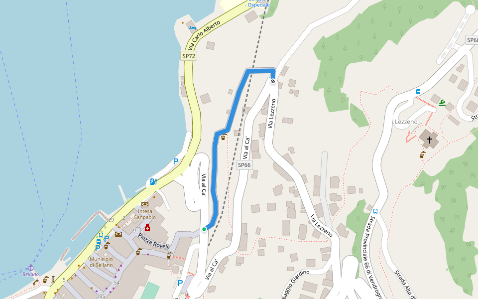 Via al Ca' walking route map in Bellano