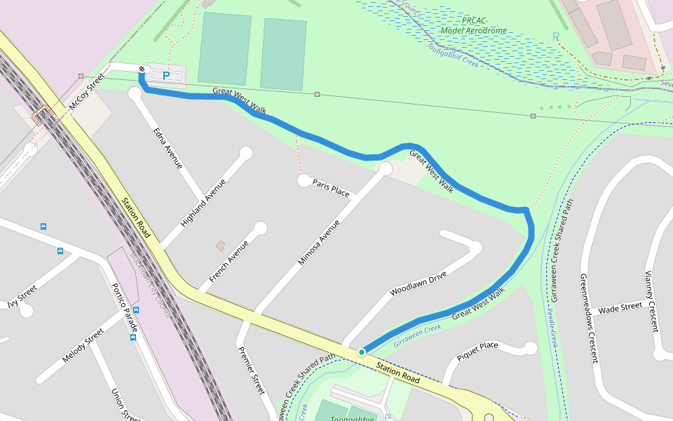 Great West Walk walking route map in Toongabbie