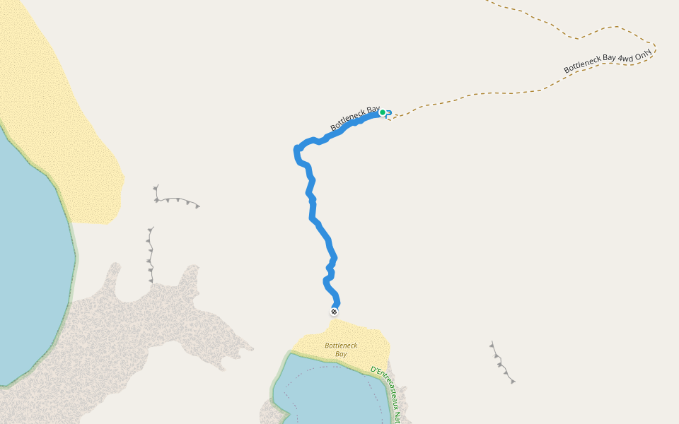 Bottleneck Bay walking route map in Broke