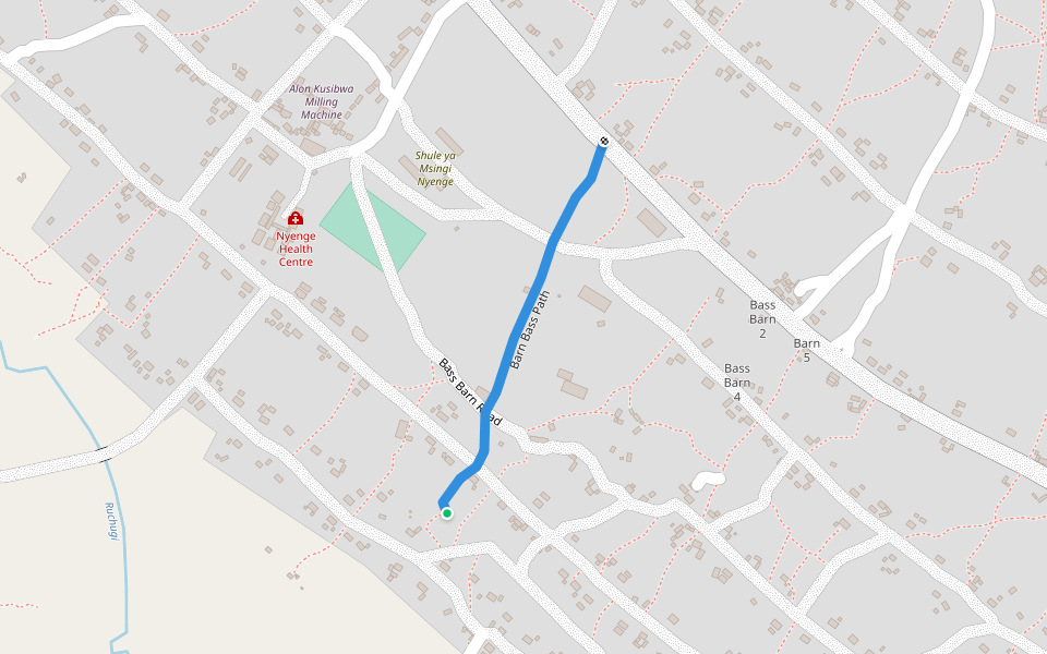 Barn Bass Path walking route map in Zeze