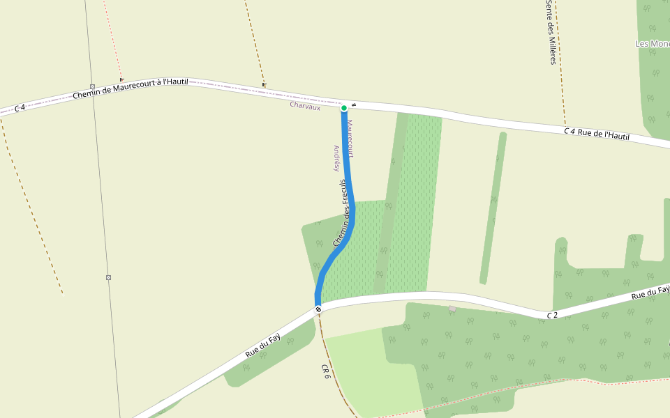 Chemin des Freculs walking route map in Maurecourt