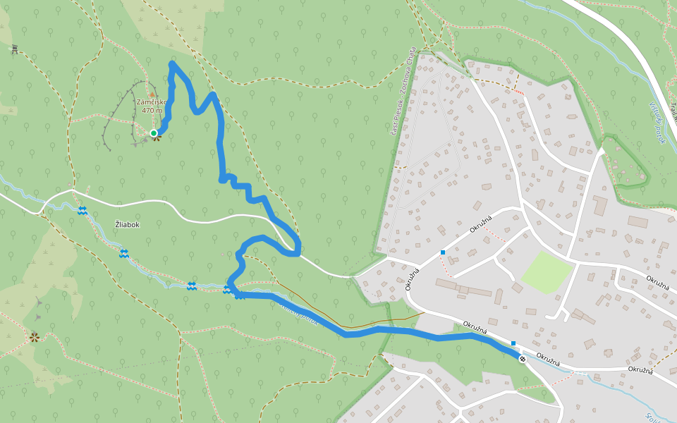 Trail 3 zámky walking route map in Modra