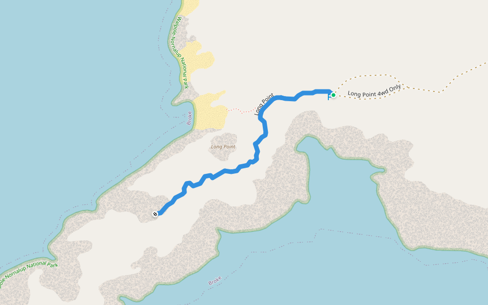Long Point walking route map in Broke