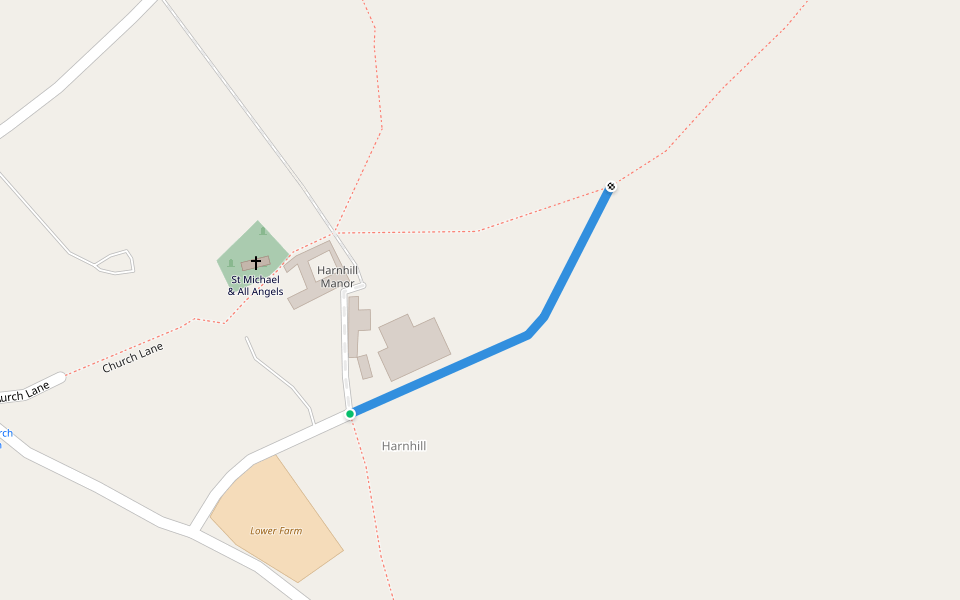 BDD7 walking route map in Harnhill