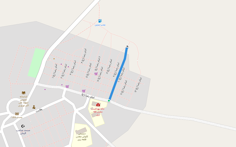 امام رضا (ع) ۱۰ walking route map in Birjand