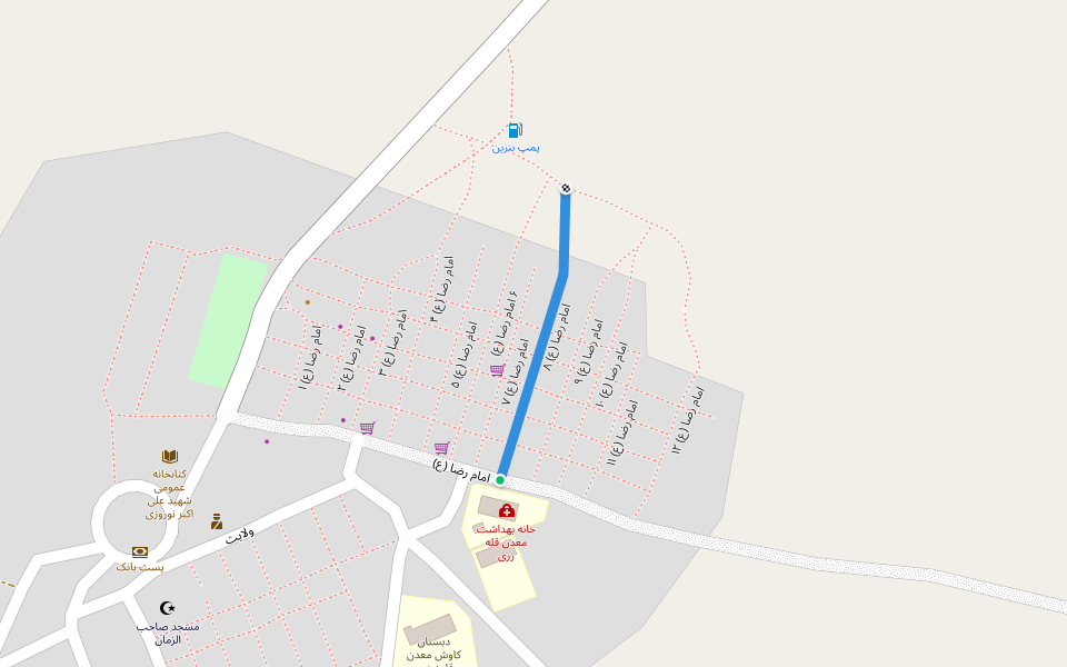 امام رضا (ع) ۸ walking route map in Birjand