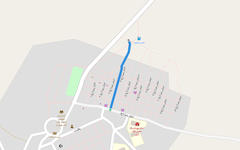 امام رضا (ع) ۴ walking route map in Birjand