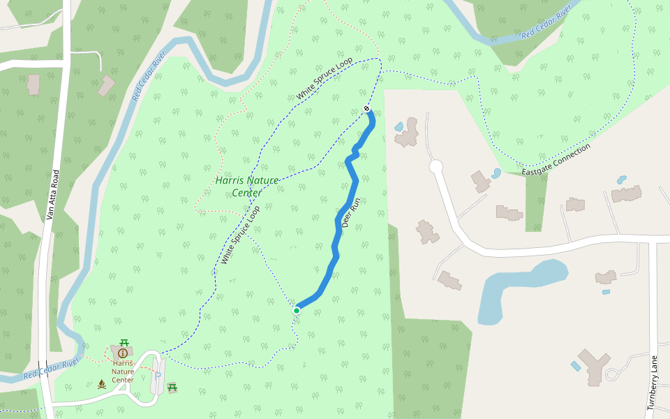 Deer Run walking route map in Okemos