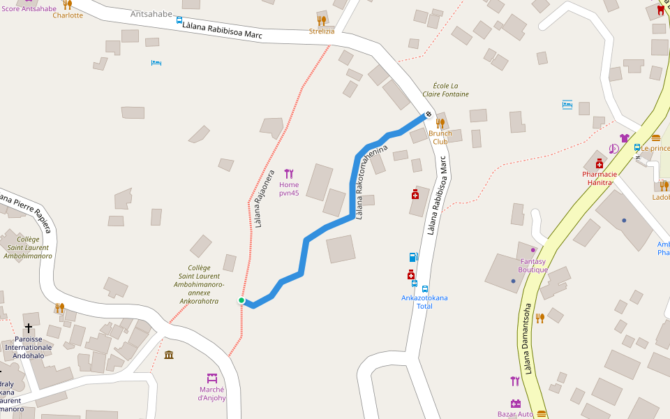 Làlana Rakotomahenina walking route map in Tananarive