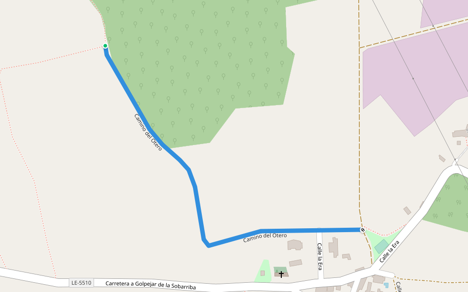 Camino del Otero walking route map in Valdefresno