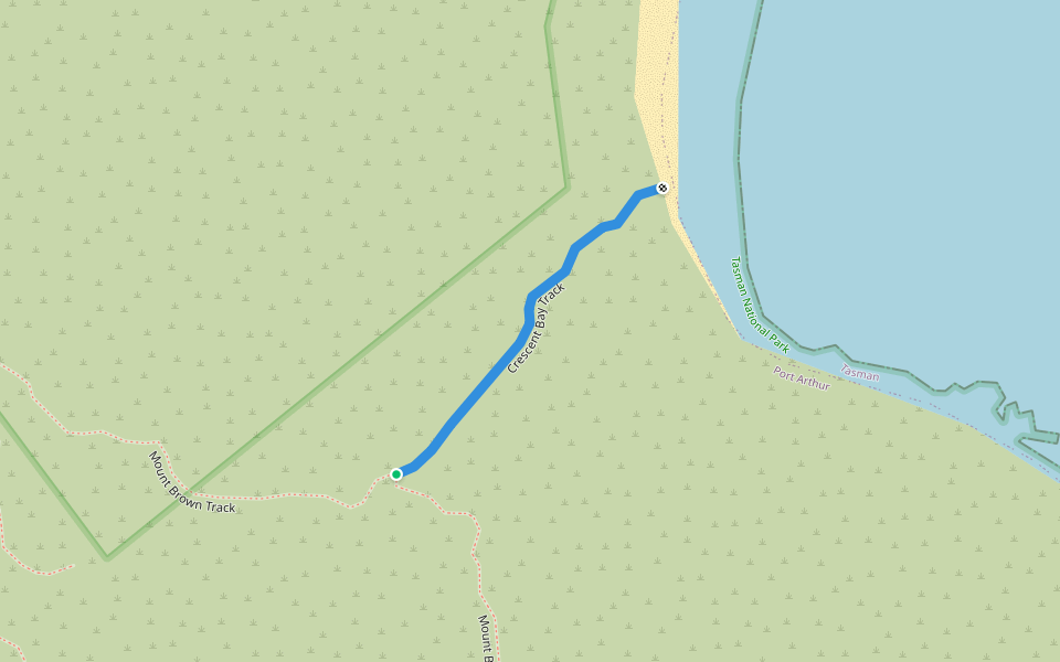 Crescent Bay Track walking route map in Port Arthur