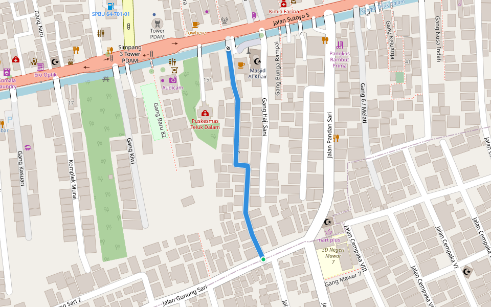 Gang Al-Khair walking route map in Banjarmasin