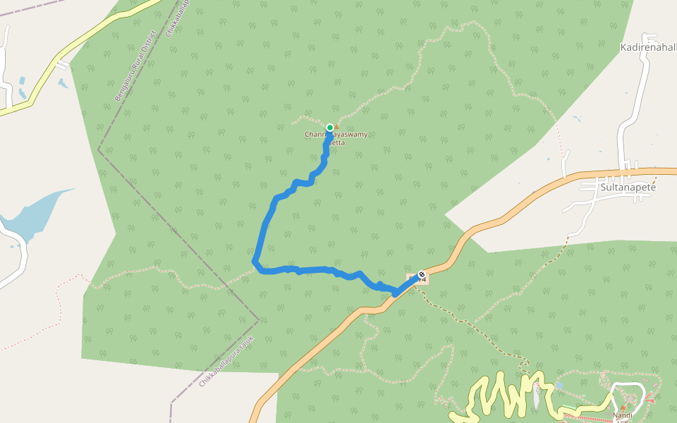 Western Route walking route map in Nandi Hills