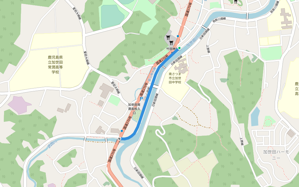 一心寺線 walking route map in Minamisatsuma
