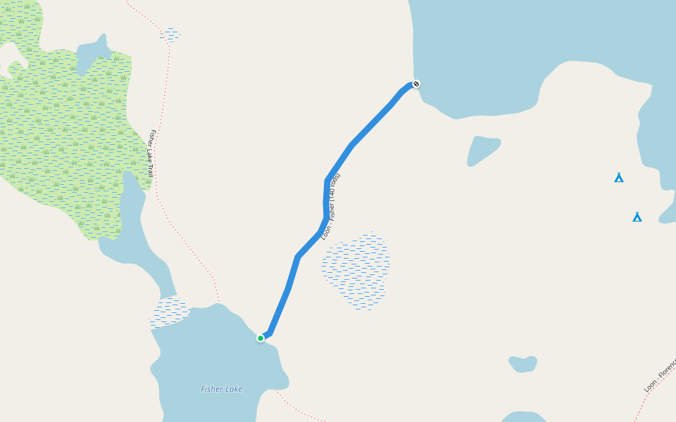 Loon - Fisher (140 rods) walking route map in Land O' Lakes