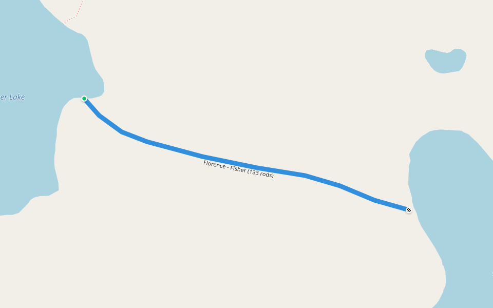 Florence - Fisher (133 rods) walking route map in Land O' Lakes