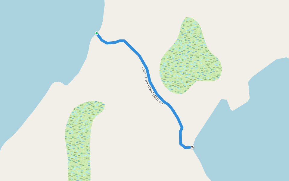 Loon - Deer Island (92 rods) walking route map in Watersmeet
