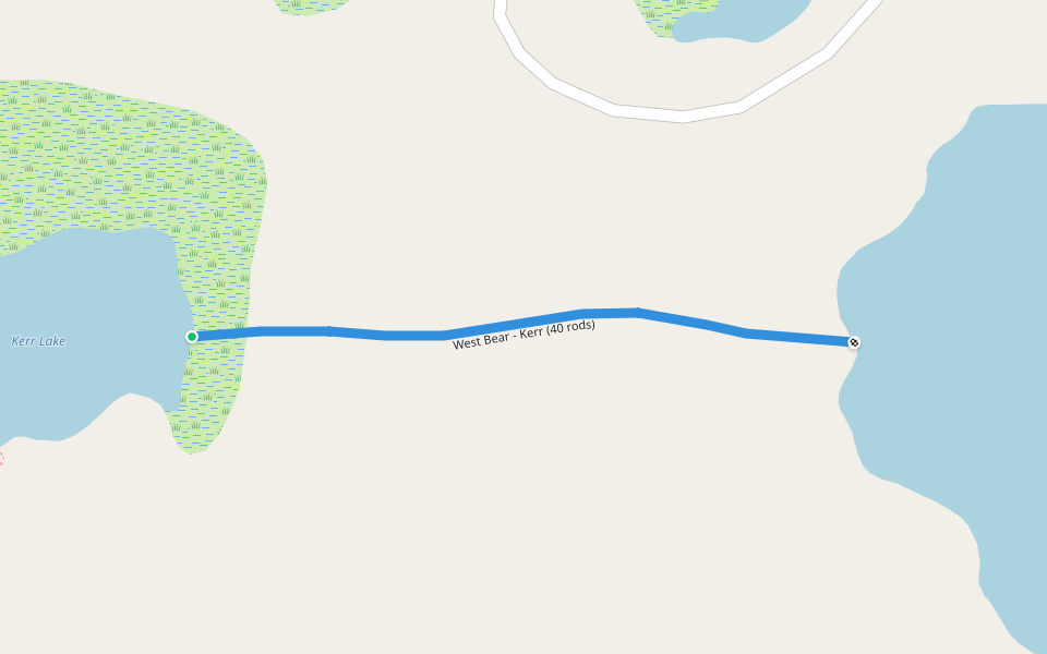 West Bear - Kerr (40 rods) walking route map in Watersmeet