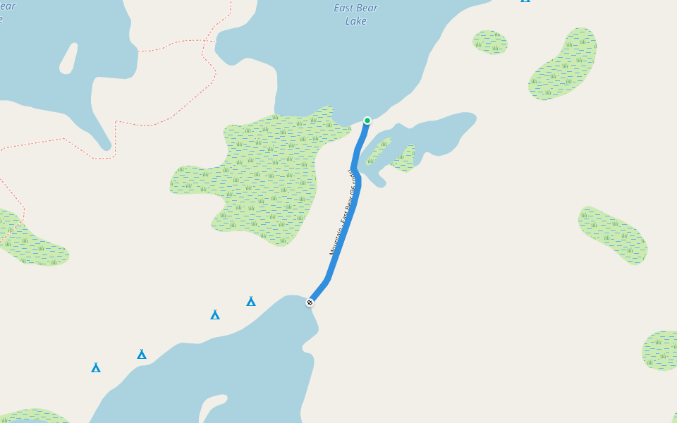 Mountain - East Bear (96 rods) walking route map in Watersmeet