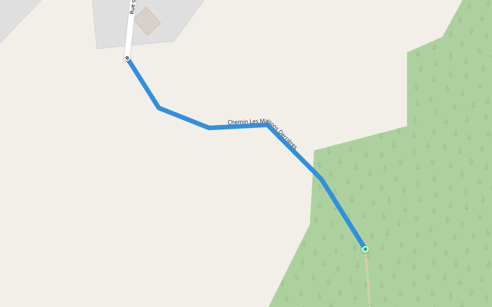 Chemin Les Maisons Derrières walking route map in Le Bélieu