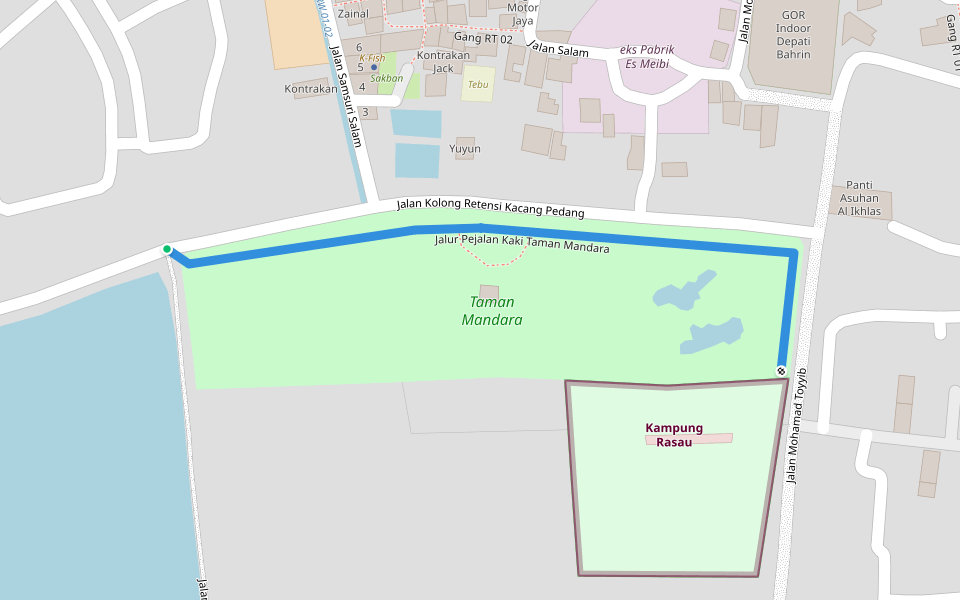 Jalur Pejalan Kaki Taman Mandara walking route map in Pangkalpinang