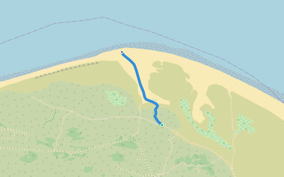 Oststrand 1 walking route map in Borkum