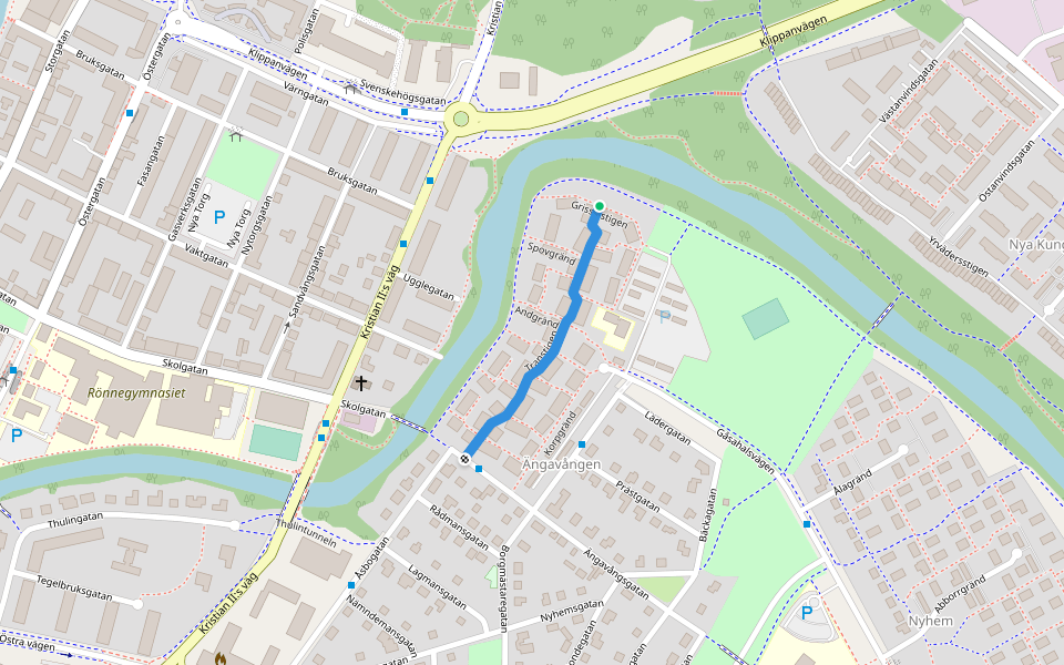 Transtigen walking route map in Ängelholm