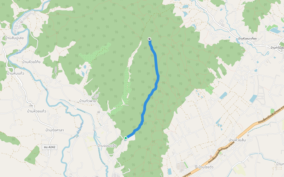 Purple butterfly trail walking route map in Tambon Nam Bo Luang
