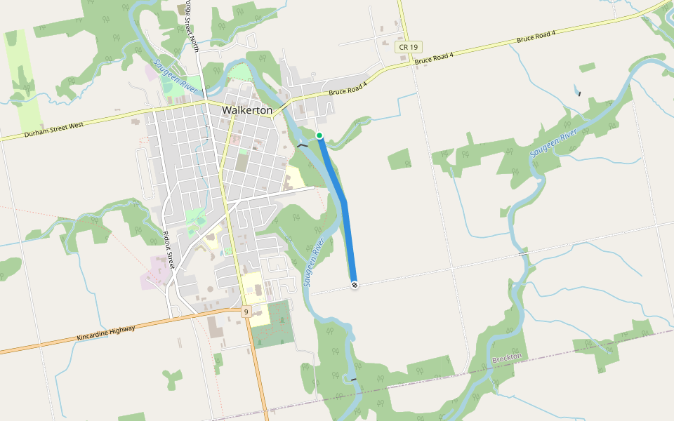 Walkerton Rail Trail walking route map in Walkerton