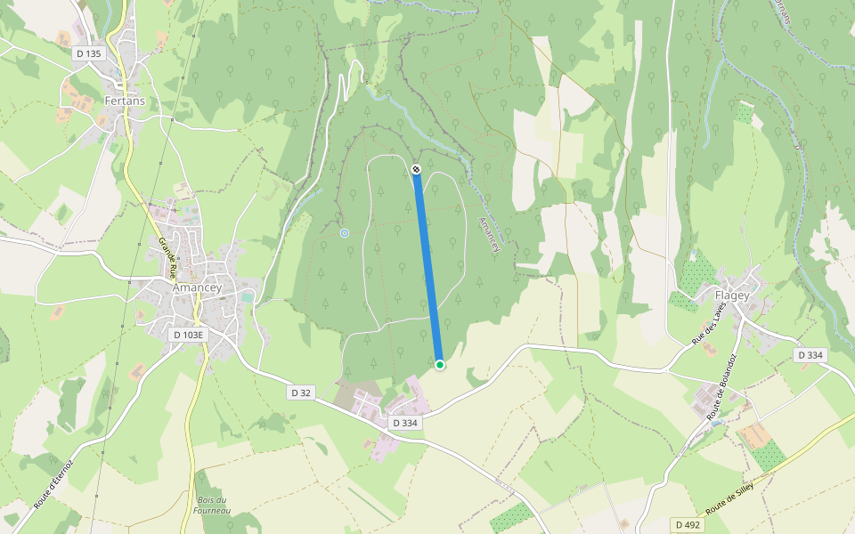 Deuxième Tranchée Sommière walking route map in Amancey