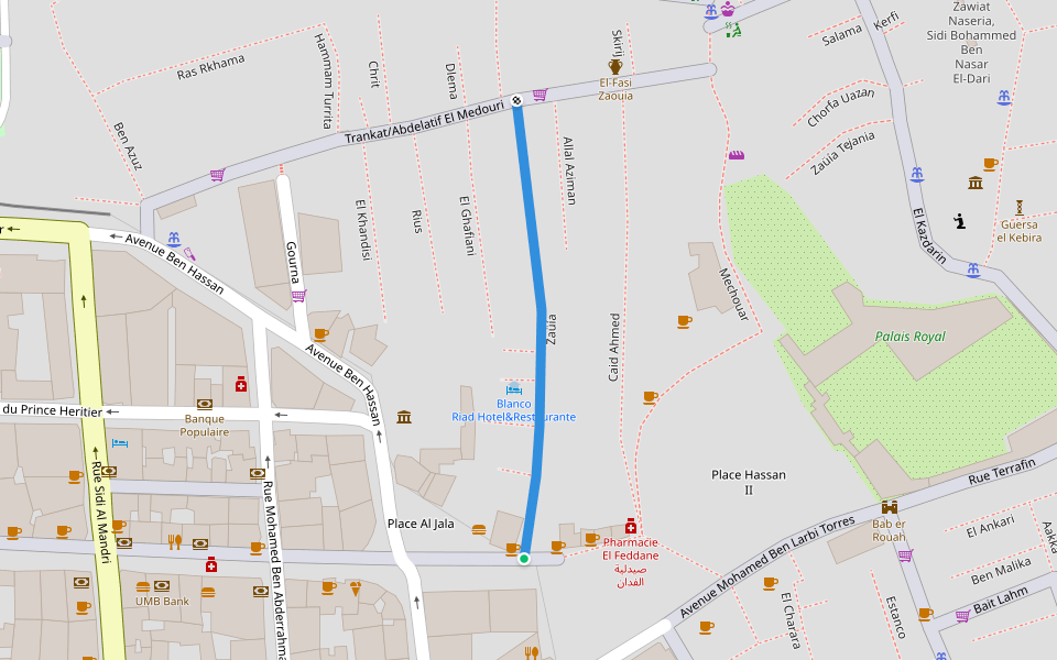Zaüía walking route map in Tétouan