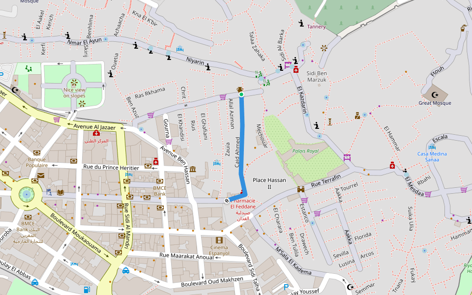 Caid Ahmed walking route map in Tangier