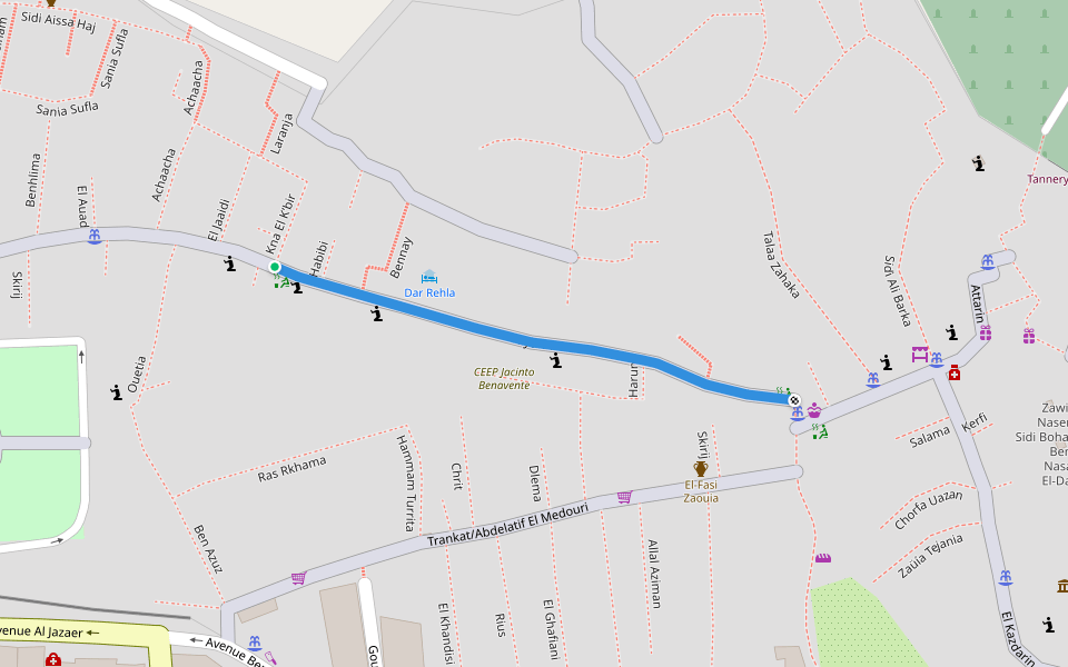 Niyarin walking route map in Tangier